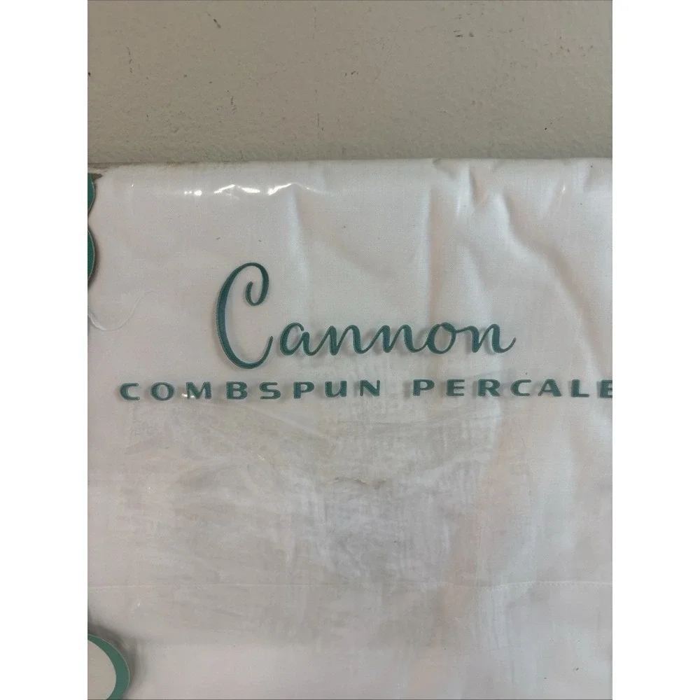 Vtg CANNON Combspun Percale Cotton Double Bed Flat Sheet WHITE 81 X 108